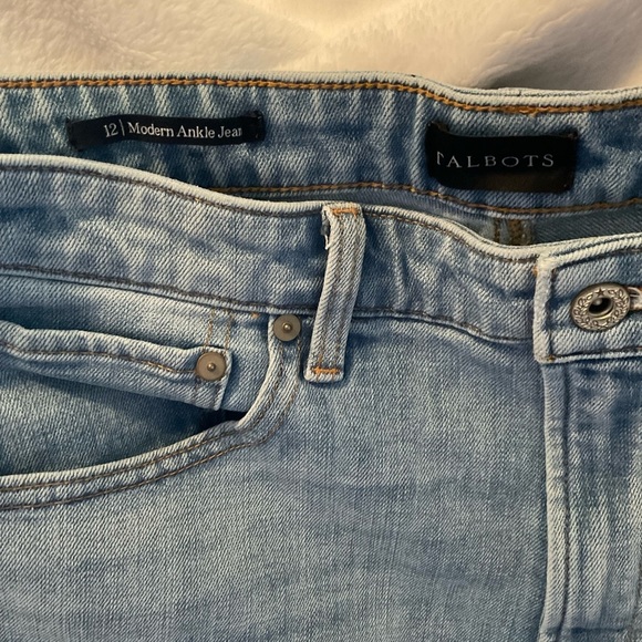 Talbots Modern Ankle Jean Pink White Side Detail Sz 12 - Picture 4 of 6